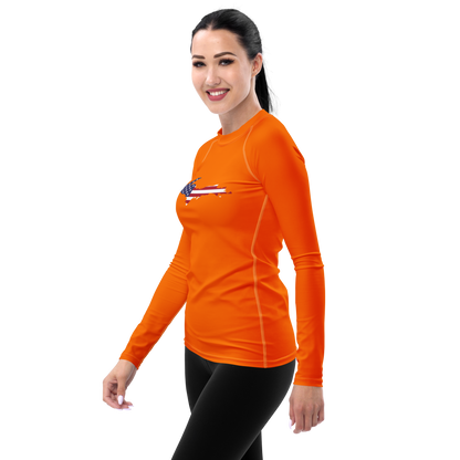 Michigan Upper Peninsula Rash Guard (w/ UP USA Flag) | Women's - Safety Orange