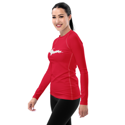 Michigan Upper Peninsula Rash Guard (w/ UP Outline) | Women's - Lighthouse Red