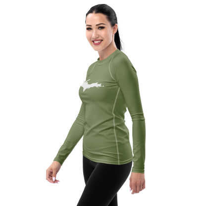 Michigan Upper Peninsula Rash Guard (w/ UP Outline) | Women's - Beachgrass Green