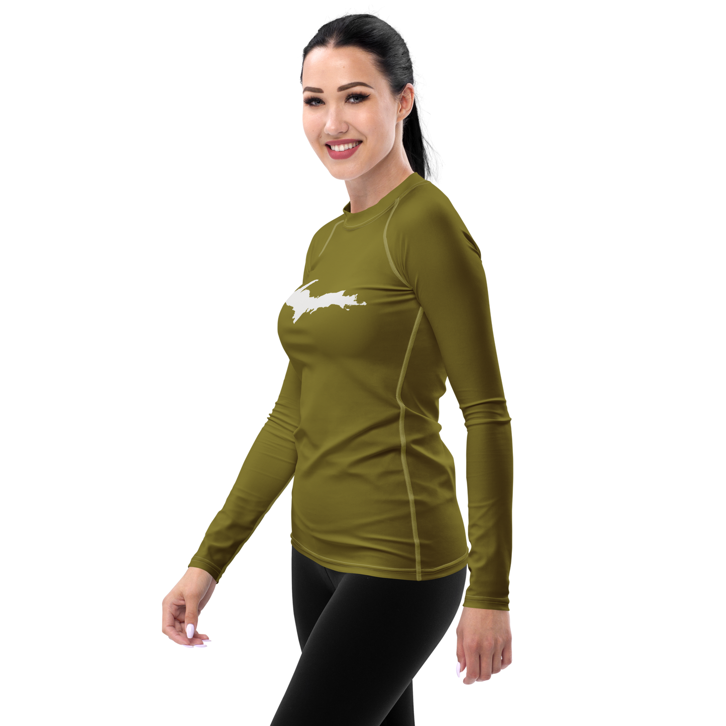 Michigan Upper Peninsula Rash Guard (w/ UP Outline) | Women's - Scrub Gold