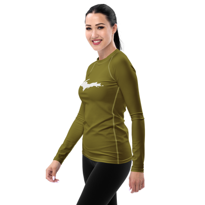 Michigan Upper Peninsula Rash Guard (w/ UP Outline) | Women's - Scrub Gold