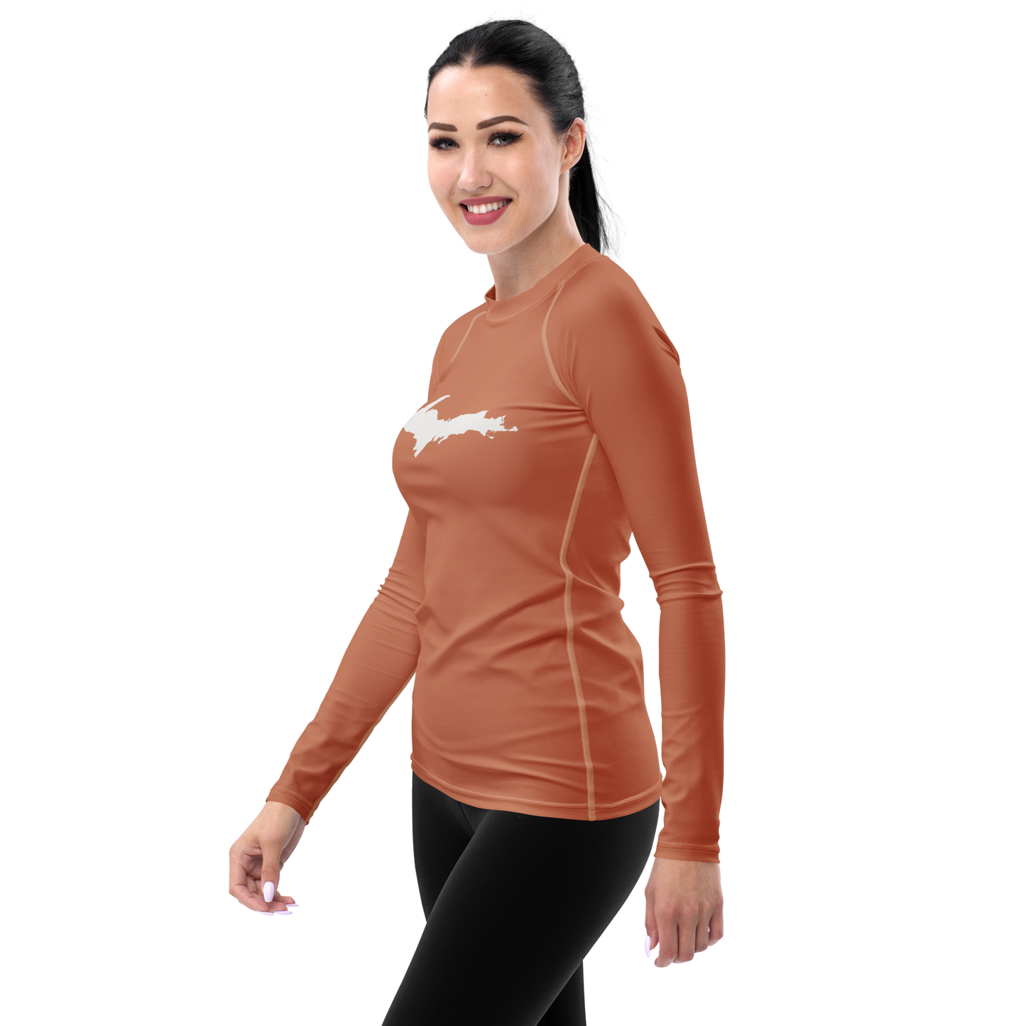 Michigan Upper Peninsula Rash Guard (w/ UP Outline) | Women's - Copper Color