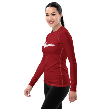 Michigan Upper Peninsula Rash Guard (w/ UP Outline) | Women's - Thimbleberry Red