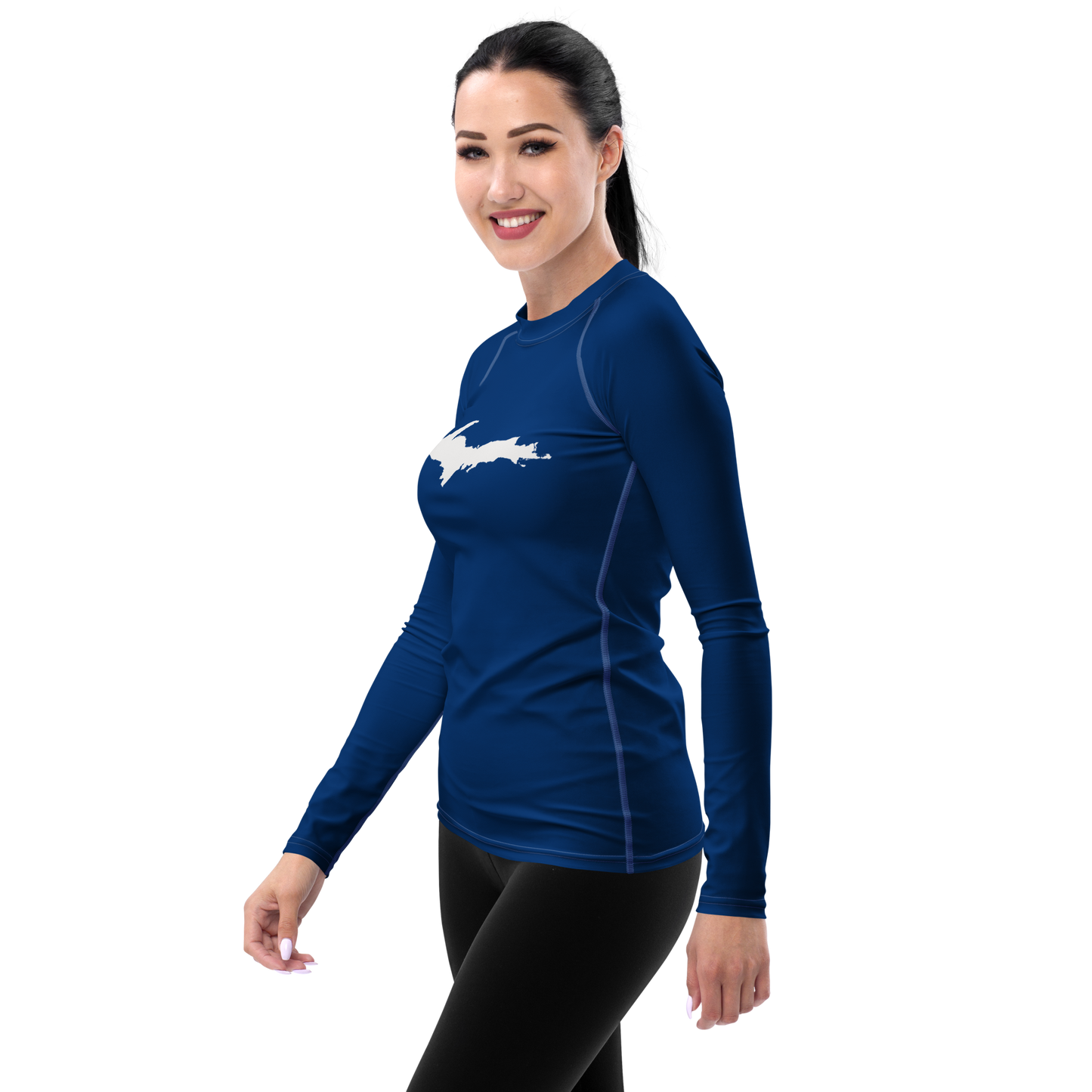 Michigan Upper Peninsula Rash Guard (w/ UP Outline) | Women's - Dearborn Blue