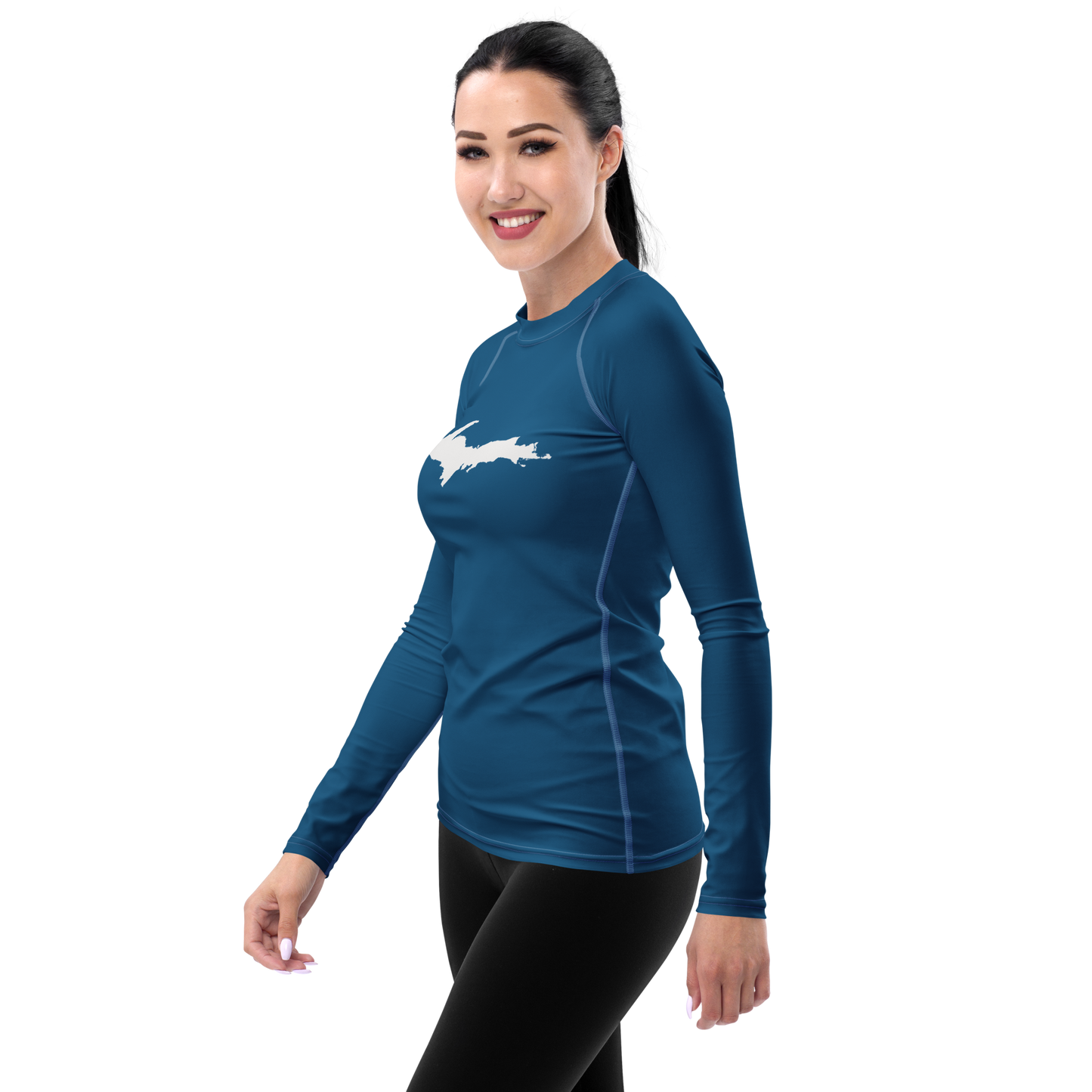 Michigan Upper Peninsula Rash Guard (w/ UP Outline) | Women's - Blueberry