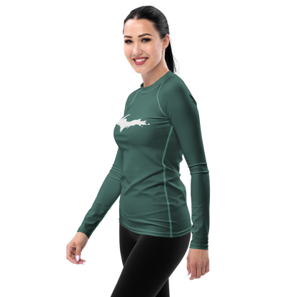 Michigan Upper Peninsula Rash Guard (w/ UP Outline) | Women's - Copper Green