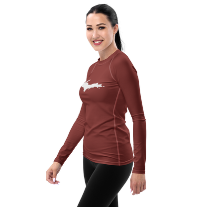 Michigan Upper Peninsula Rash Guard (w/ UP Outline) | Women's - Ore Dock Red