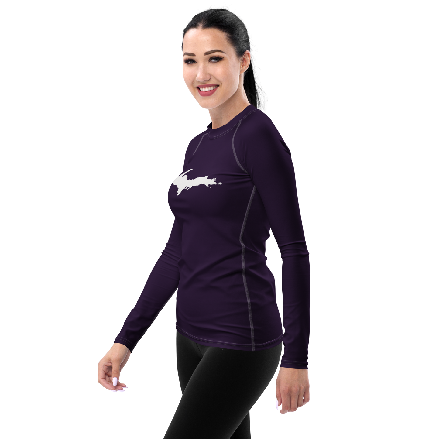 Michigan Upper Peninsula Rash Guard (w/ UP Outline) | Women's - Blackcurrant