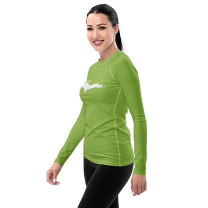 Michigan Upper Peninsula Rash Guard (w/ UP Outline) | Women's - Gooseberry Green