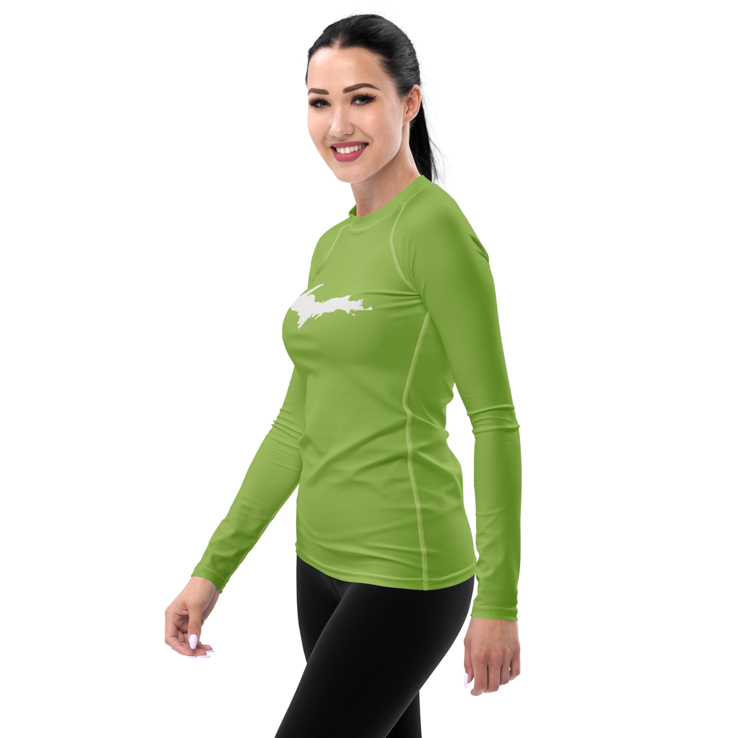 Michigan Upper Peninsula Rash Guard (w/ UP Outline) | Women's - Gooseberry Green