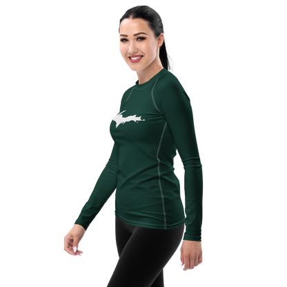 Michigan Upper Peninsula Rash Guard (w/ UP Outline) | Women's - Laconic Green