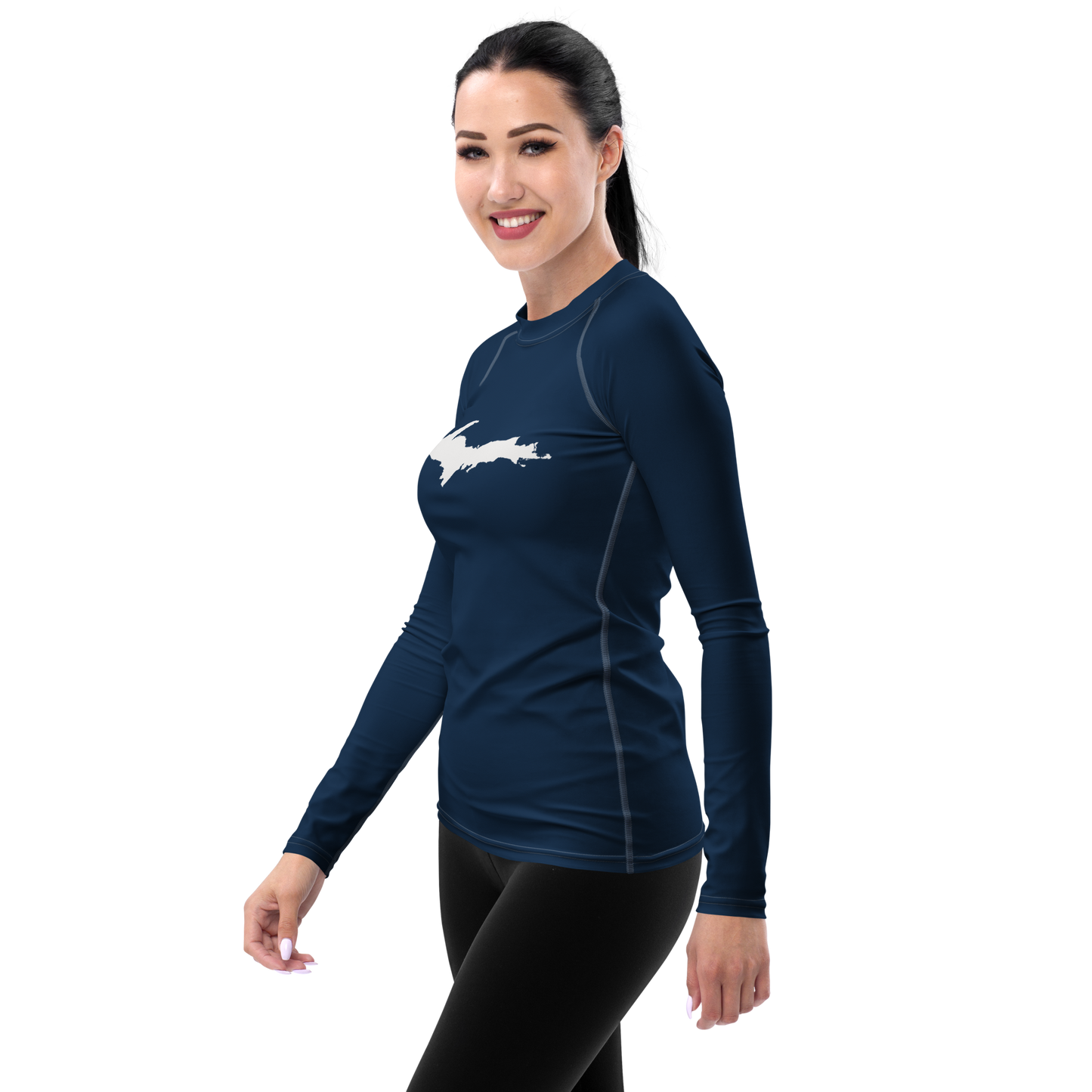 Michigan Upper Peninsula Rash Guard (w/ UP Outline) | Women's - Navy