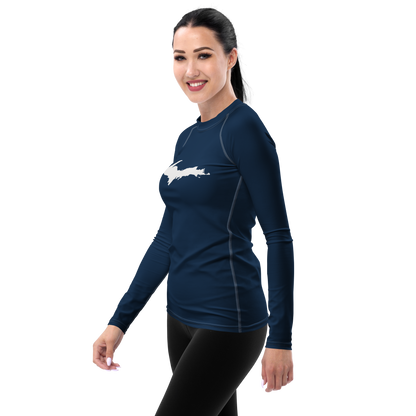 Michigan Upper Peninsula Rash Guard (w/ UP Outline) | Women's - Navy