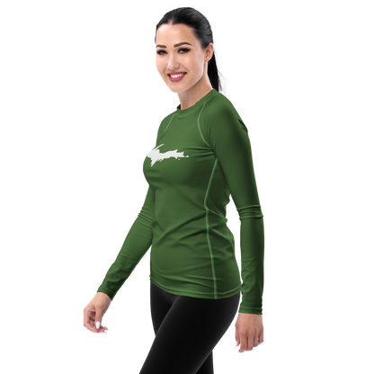 Michigan Upper Peninsula Rash Guard (w/ UP Outline) | Women's - Pine Green