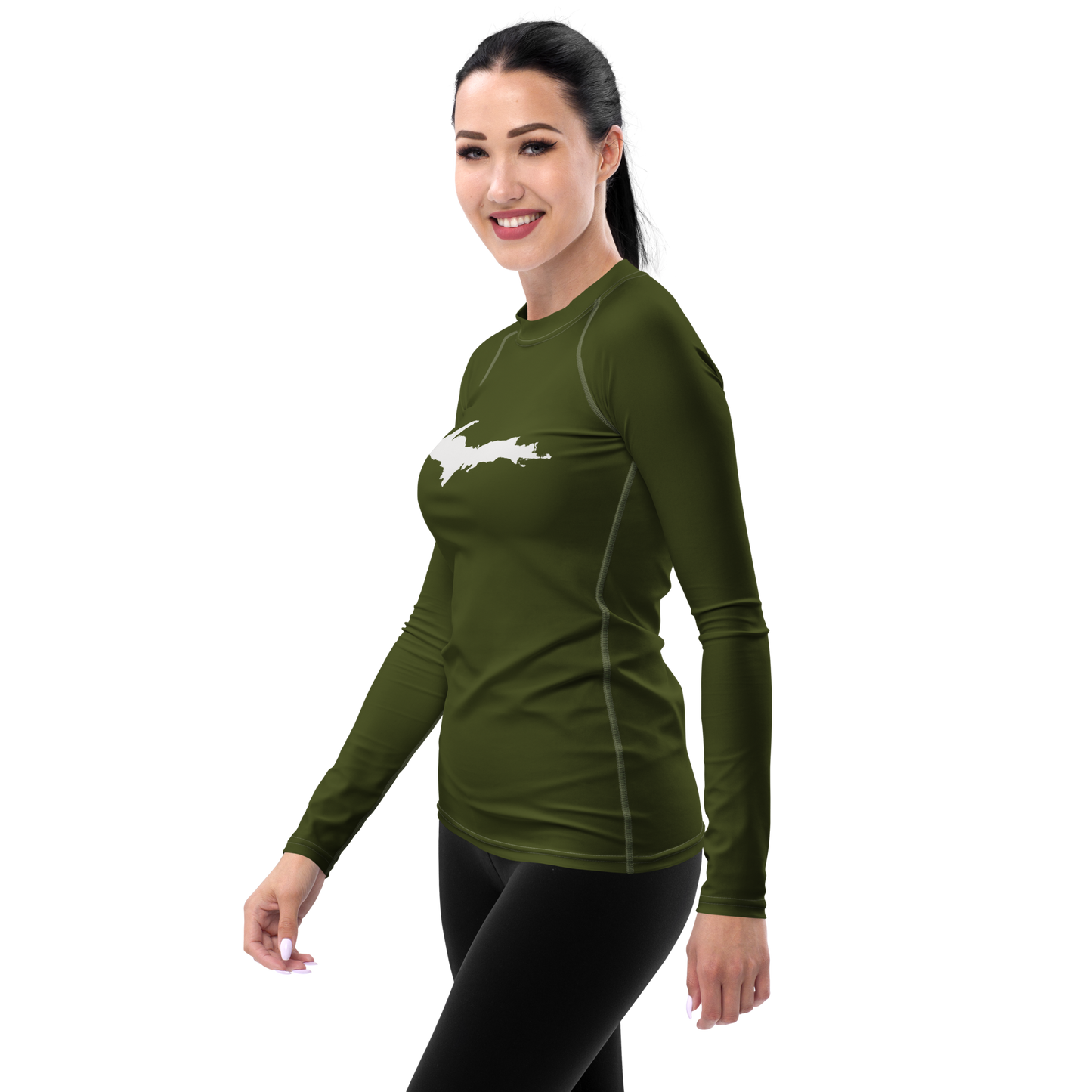 Michigan Upper Peninsula Rash Guard (w/ UP Outline) | Women's - Army Green