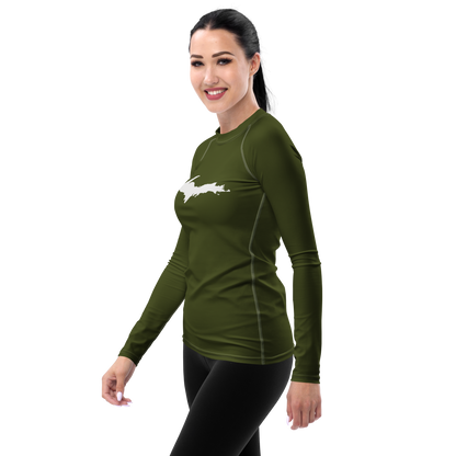 Michigan Upper Peninsula Rash Guard (w/ UP Outline) | Women's - Army Green