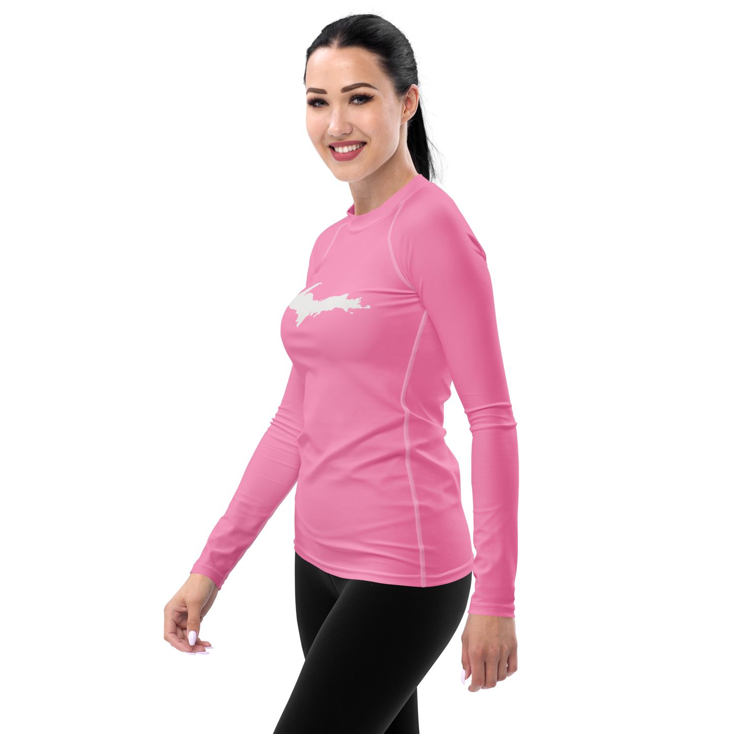 Michigan Upper Peninsula Rash Guard (w/ UP Outline) | Women's - '67 Caddie Pink