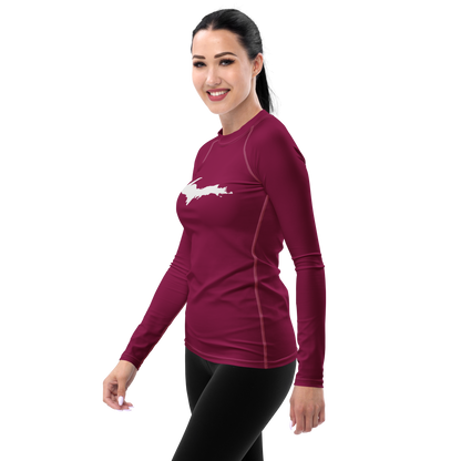 Michigan Upper Peninsula Rash Guard (w/ UP Outline) | Women's - Ruby Red