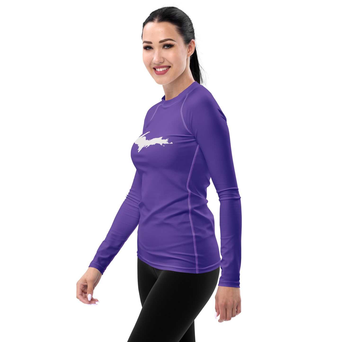 Michigan Upper Peninsula Rash Guard (w/ UP Outline) | Women's - Lake Iris