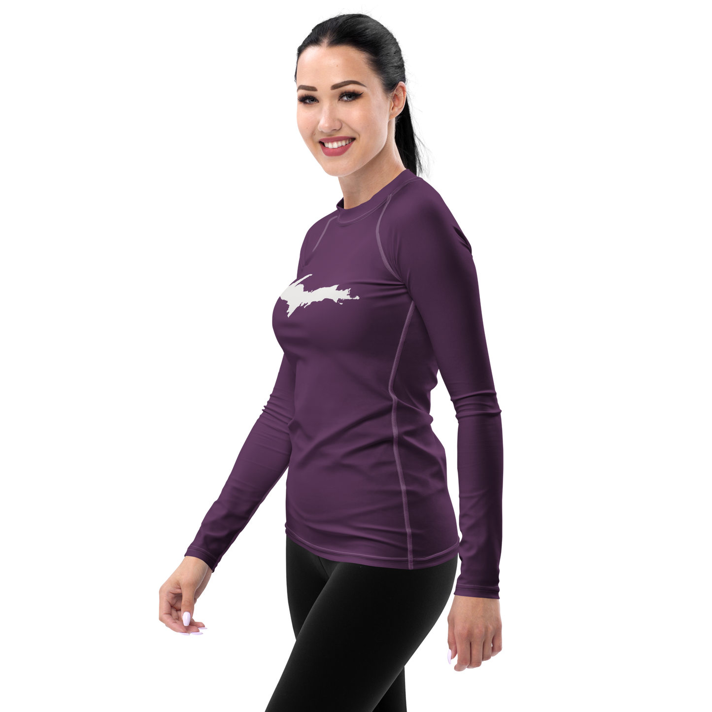 Michigan Upper Peninsula Rash Guard (w/ UP Outline) | Women's - Plum