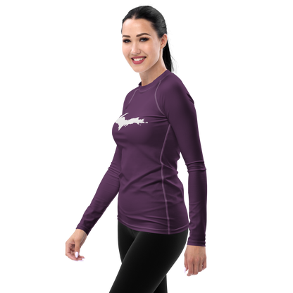 Michigan Upper Peninsula Rash Guard (w/ UP Outline) | Women's - Plum