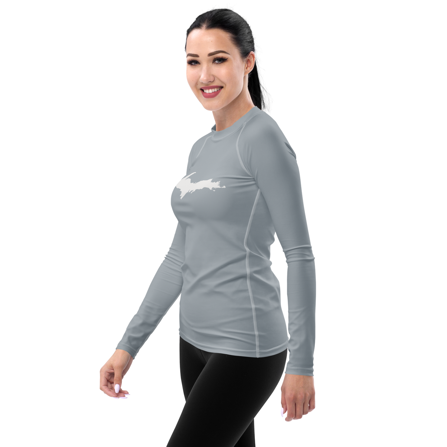 Michigan Upper Peninsula Rash Guard (w/ UP Outline) | Women's - Silver