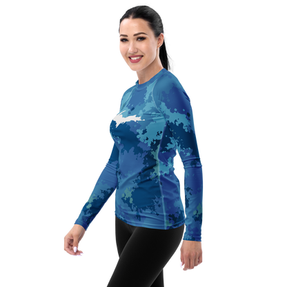 Michigan Upper Peninsula Rash Guard (w/ UP Outline) | Women's - Great Lakes Camo