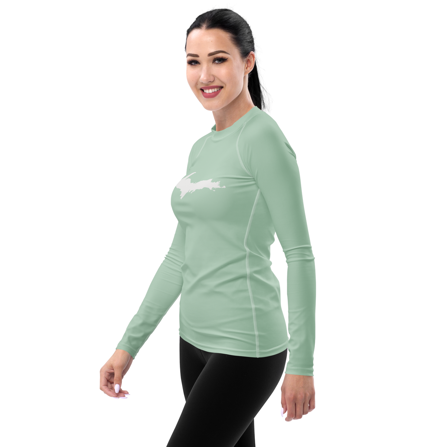 Michigan Upper Peninsula Rash Guard (w/ UP Outline) | Women's - Sea Green