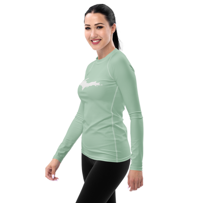 Michigan Upper Peninsula Rash Guard (w/ UP Outline) | Women's - Sea Green