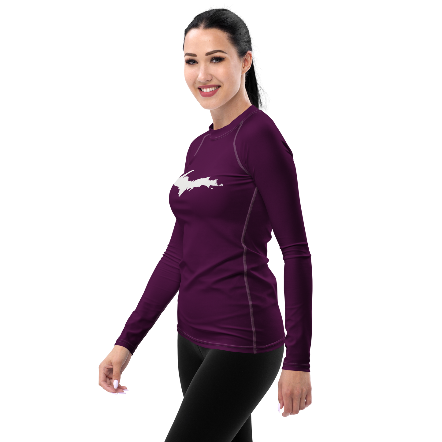 Michigan Upper Peninsula Rash Guard (w/ UP Outline) | Women's - Tyrian Purple