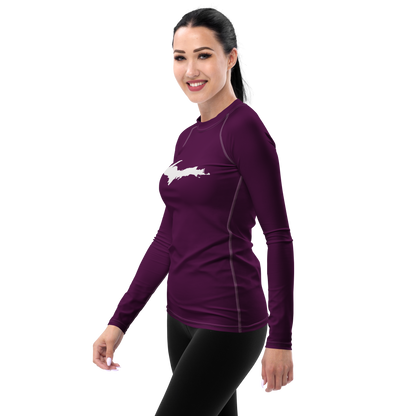 Michigan Upper Peninsula Rash Guard (w/ UP Outline) | Women's - Tyrian Purple