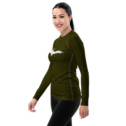 Michigan Upper Peninsula Rash Guard (w/ UP Outline) | Women's - Military Green