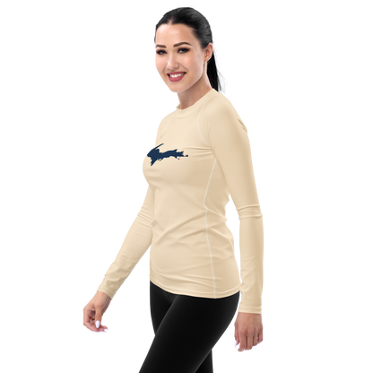 Michigan Upper Peninsula Rash Guard (w/ UP Outline) | Women's - Champagne White