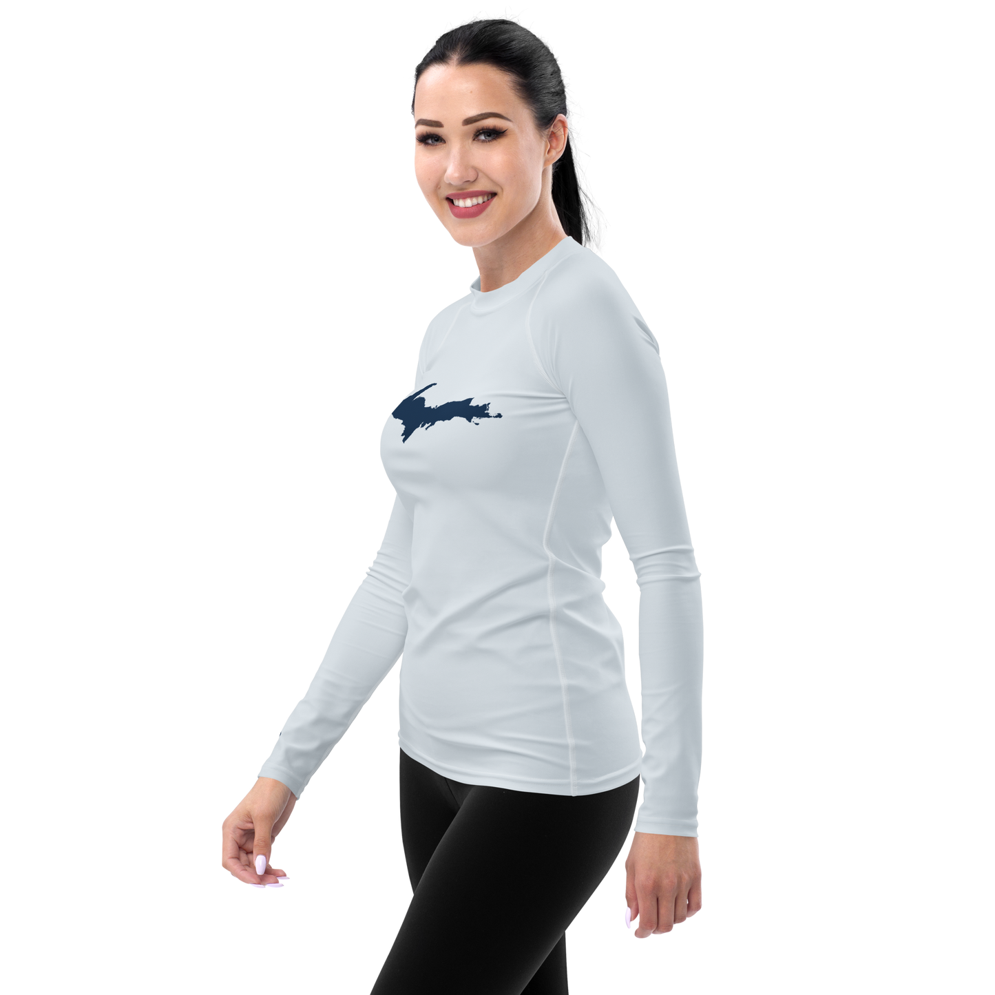 Michigan Upper Peninsula Rash Guard (w/ UP Outline) | Women's - Gossy White