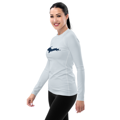 Michigan Upper Peninsula Rash Guard (w/ UP Outline) | Women's - Gossy White