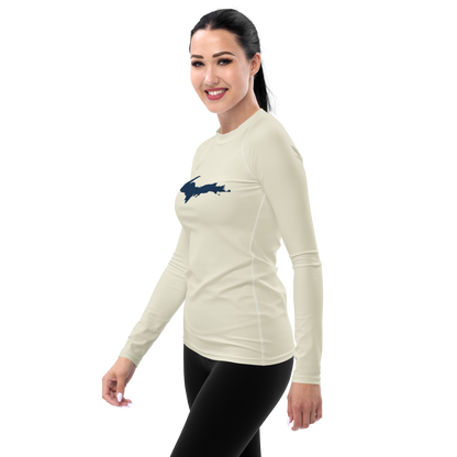 Michigan Upper Peninsula Rash Guard (w/ UP Outline) | Women's - Ivory White