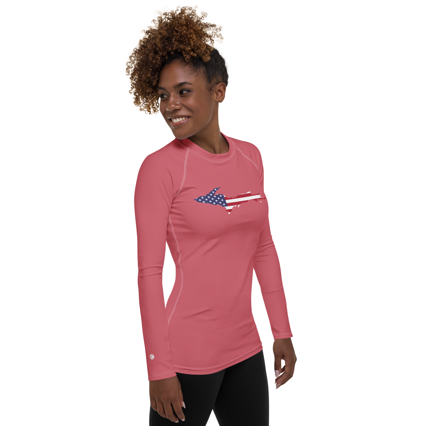 Michigan Upper Peninsula Rash Guard (w/ UP USA Flag) | Men's - Watermelon Pink