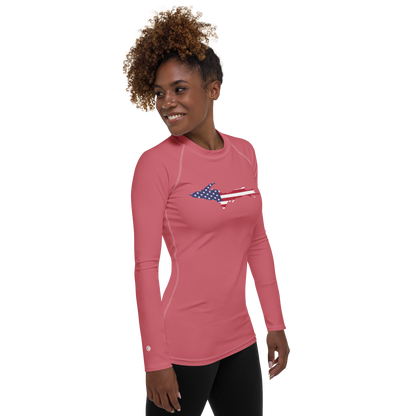 Michigan Upper Peninsula Rash Guard (w/ UP USA Flag) | Men's - Watermelon Pink