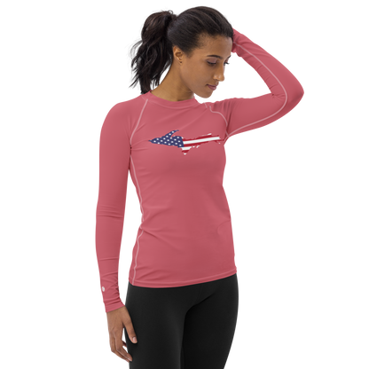 Michigan Upper Peninsula Rash Guard (w/ UP USA Flag) | Men's - Watermelon Pink