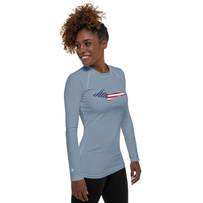 Michigan Upper Peninsula Rash Guard (w/ UP USA Flag) | Women's - B-24 Grey