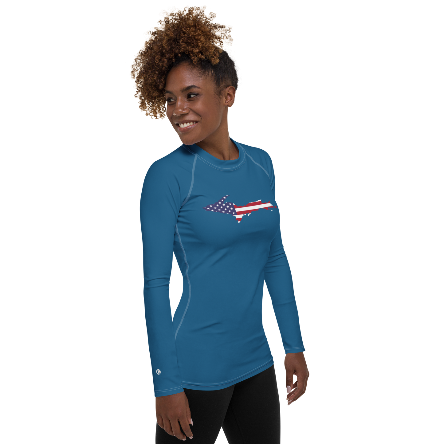 Michigan Upper Peninsula Rash Guard (w/ UP USA Flag) | Women's - Blueberry