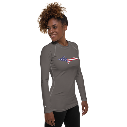 Michigan Upper Peninsula Rash Guard (w/ UP USA Flag) | Women's - Warren Tank Grey