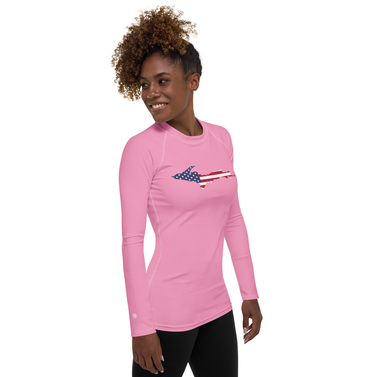 Michigan Upper Peninsula Rash Guard (w/ UP USA Flag) | Women's - '67 Caddie Pink