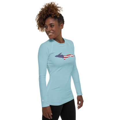 Michigan Upper Peninsula Rash Guard (w/ UP USA Flag) | Women's - '58 Caddie Blue