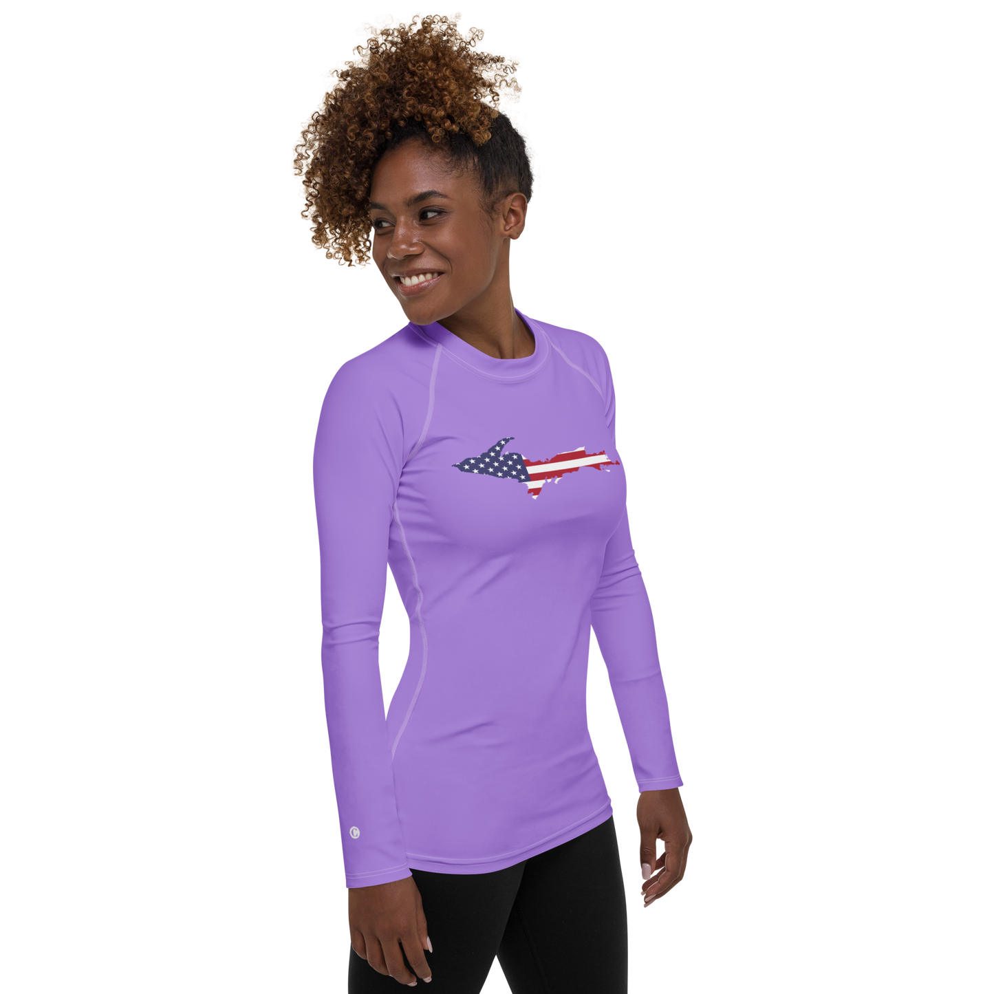 Michigan Upper Peninsula Rash Guard (w/ UP USA Flag) | Women's - Lavender