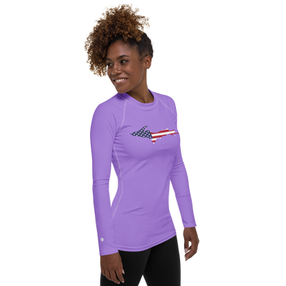 Michigan Upper Peninsula Rash Guard (w/ UP USA Flag) | Women's - Lavender