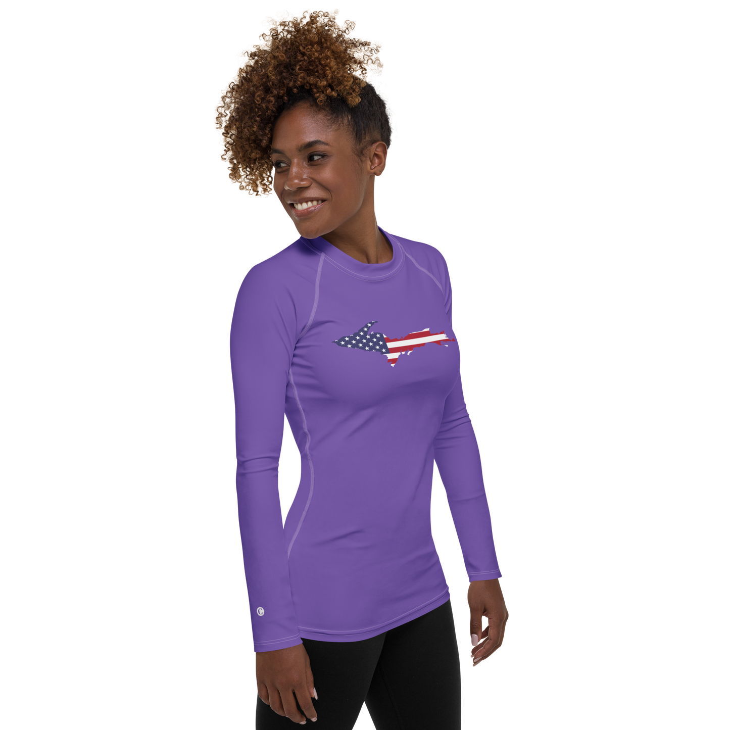 Michigan Upper Peninsula Rash Guard (w/ UP USA Flag) | Women's - Lake Iris