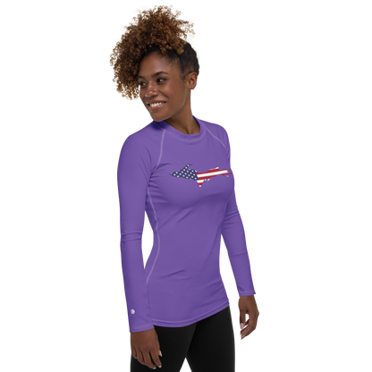 Michigan Upper Peninsula Rash Guard (w/ UP USA Flag) | Women's - Lake Iris