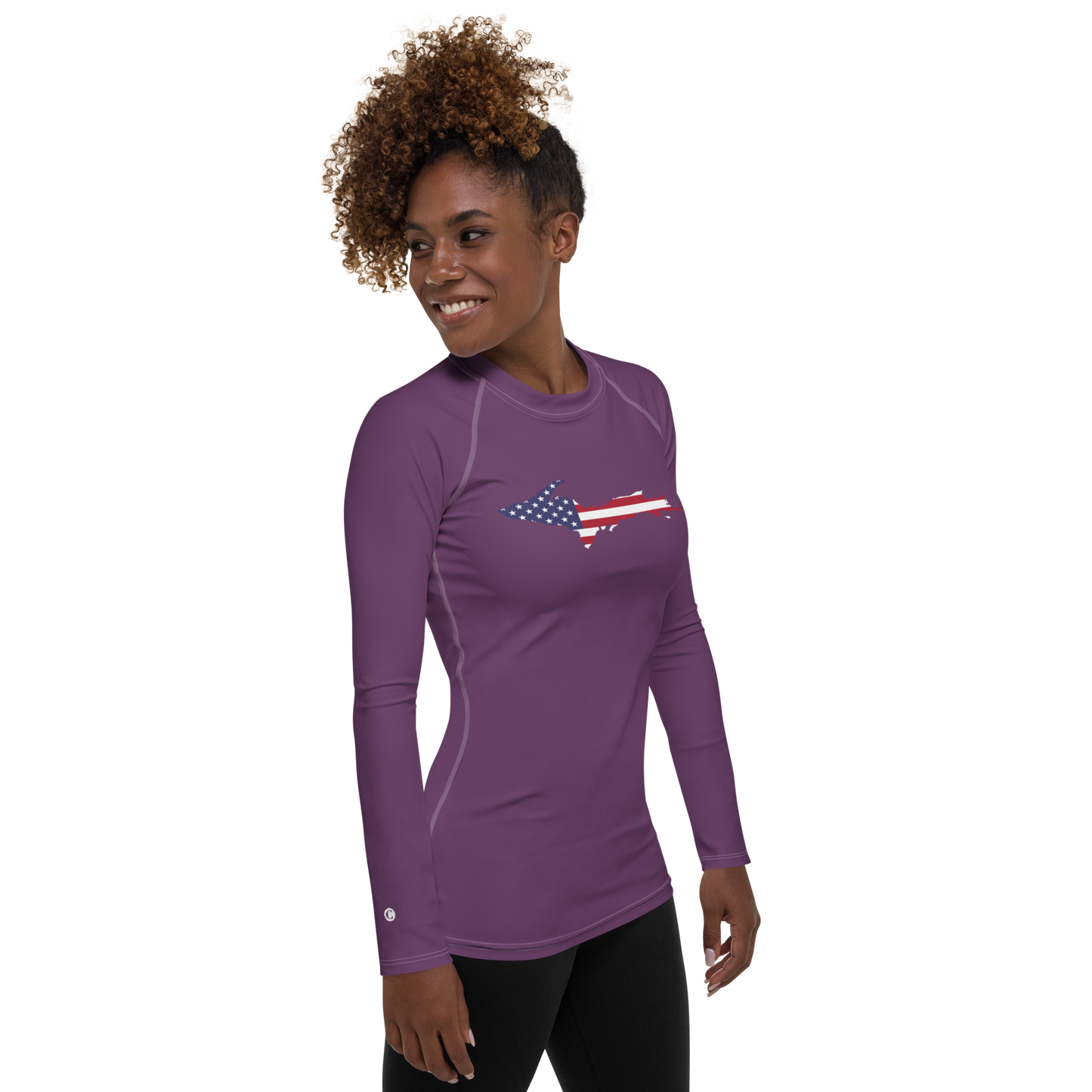 Michigan Upper Peninsula Rash Guard (w/ UP USA Flag) | Women's - Plum