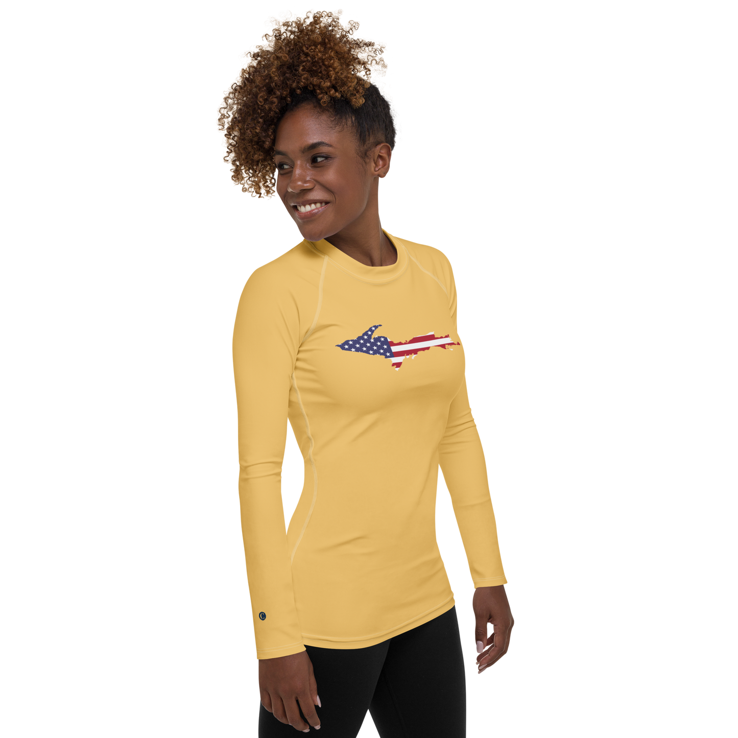 Michigan Upper Peninsula Rash Guard (w/ UP USA Flag) | Women's - Citrine